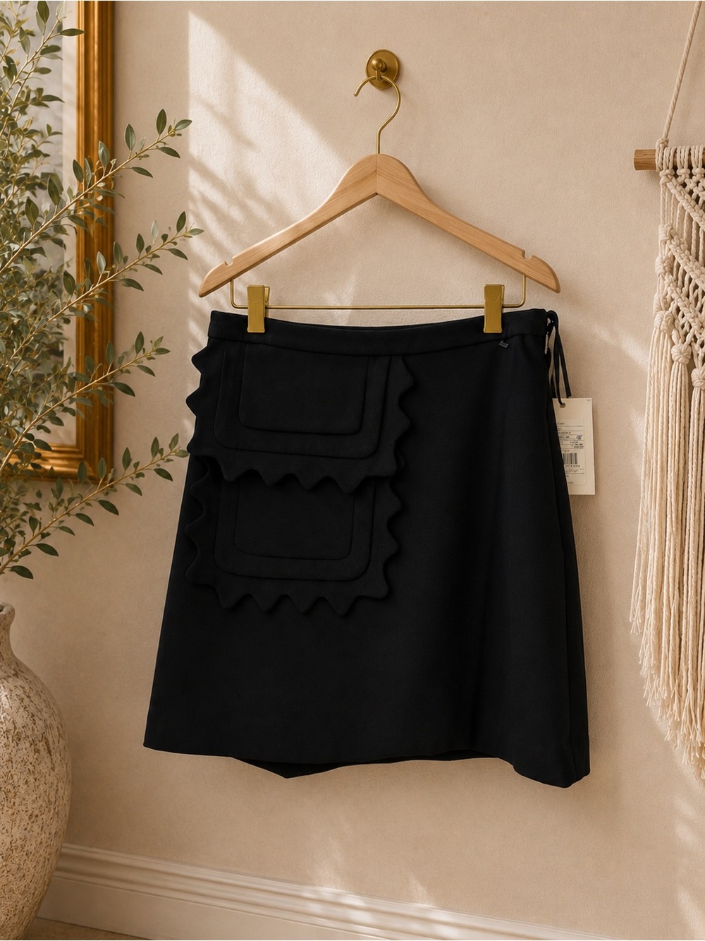 Victoria Beckham x Target Black Twill Scallop Pocket Mini Skirt XS NWT 2017